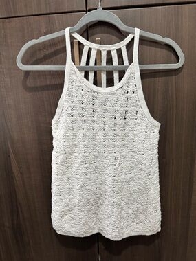 Lucky Brand Women's Cream Crochet Halter Tank Top